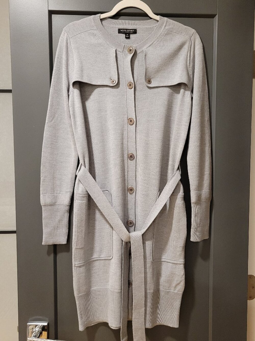 Banana Republic Extra-Fine 100% Merino Wool Trench Cardigan/Dress